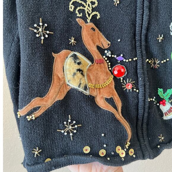 Vintage 1980's Kikit kitschy Christmas xmas cardigan sweater size S - Picture 4 of 6